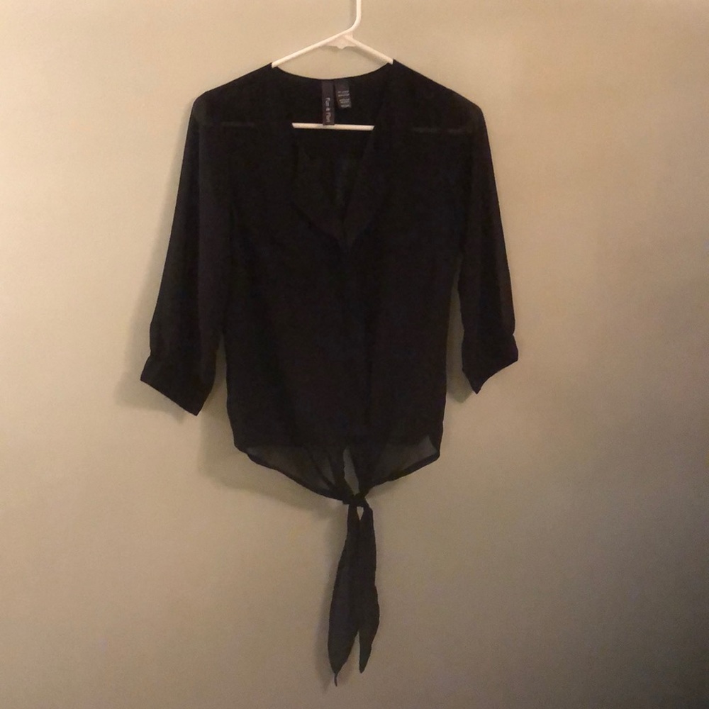 Black, sheer blouse.